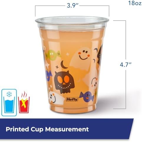 Hefty Party On Disposable Cups, Assorted Halloween Colors and Print, 76ct