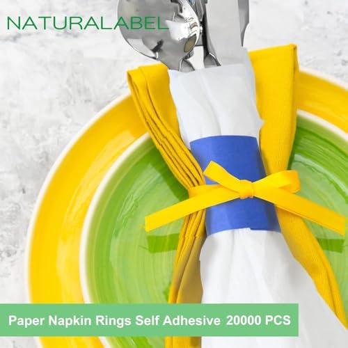 NATURALABEL Self-Adhesive Napkin Bands, Bulk Pack of 20,000, Blue