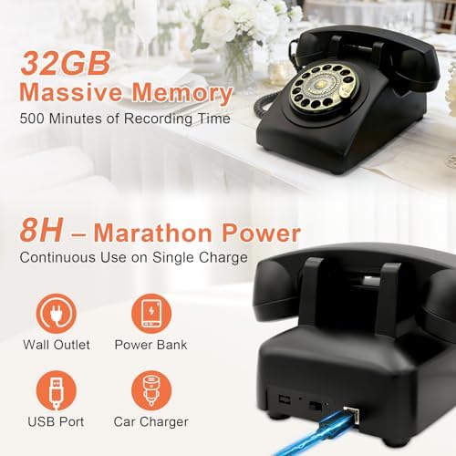 Audio Guest Book Wedding Phone, Customized Audio Messages, Retro Rotary Audio Guestbook for Wedding, Baby Shower, Birthday Party, Anniversary, Graduation (Matte Black)
