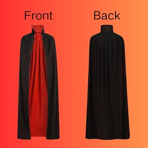Adult Stand Collar with Hood Reversible Cloak Masquerade Cape for Halloween