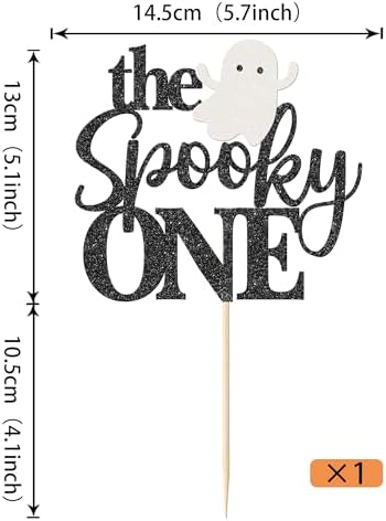 1 Pack The Spooky One Cake Topper Glitter The Spooky One Halloween Birthday Cupcake Picks 1st Birthday Goast Cake Decorations for Halloween Kids Birthday Party Supplies Black