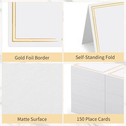 150Pcs Place Cards for Table Setting Wedding Cards with Gold Foil Border