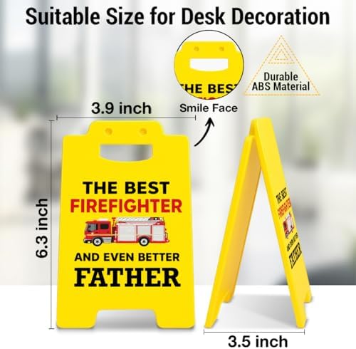 Funny Firefighter Dad Gifts from Daughter Son Best Firefighter Desk Sign