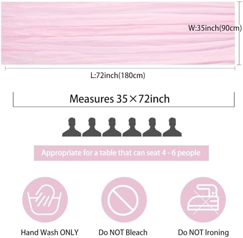 35x72 Inch Pink Cheesecloth Table Runner Boho Wedding Birthday Party Decor