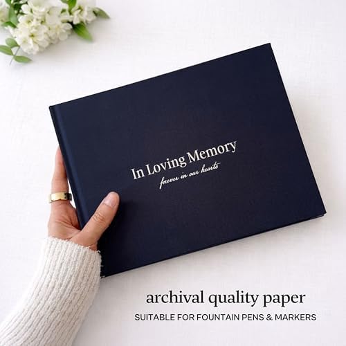 Kunitsa Co. Funeral Guest Book for Memorial Service – in Loving Memory (Navy Gray - Structured)