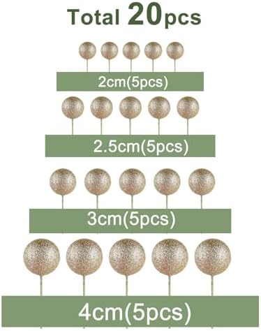 ASTARON 20 Pcs Champagne Balls Cake Topper Decorations for Birthday Cake