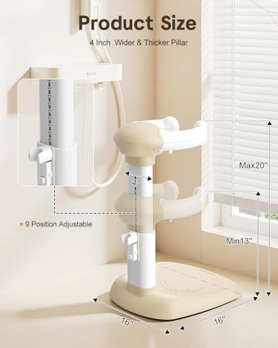 COOSEYA® Baby Shower Stand, Toddler Bath Stand Support with Thicker Colum, Anti-Pinch, Anti-Slip Base, Adjustable Shower Holder for Toddler Standing (Khaki)