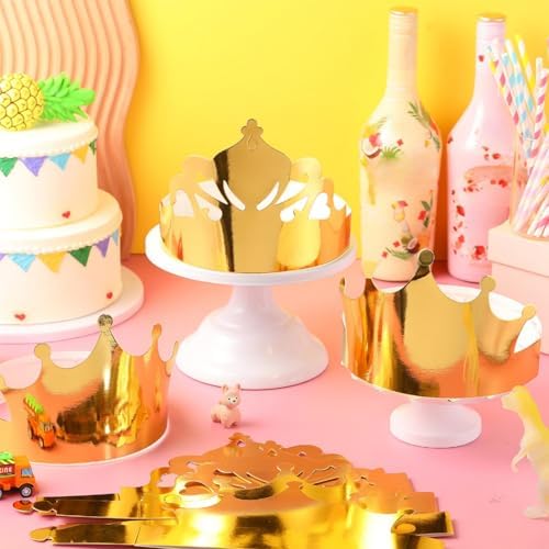 Nezyo 200 Pcs Gold Paper Crowns Bulk Birthday King Princess Crowns Gold Foil Party Crown Hats for Kids Students Classroom Celebration Baby Shower Photo Props Supplies