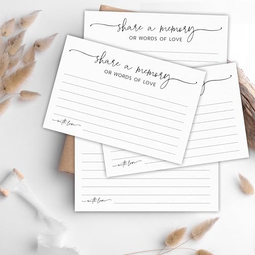 50 Pcs Share A Memory Of Love Cards- 4"x 6" Double Sided Fill- Memory Cards For Wedding, Graduation, Anniversary, Birthday, Retirement Party - Celebration Of Life Keepsake Cards（Minimalism White)- A02