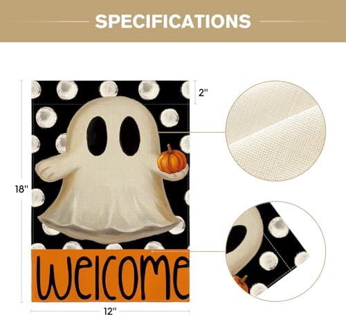 AVOIN colorlife Halloween Ghost Garden Flag for Outside 12x18 Inch