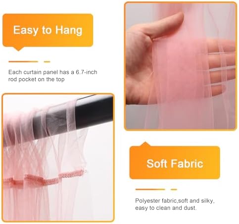 Fomcet Tulle Backdrop Curtains with Lights 10x8ft Sheer Peach Curtain