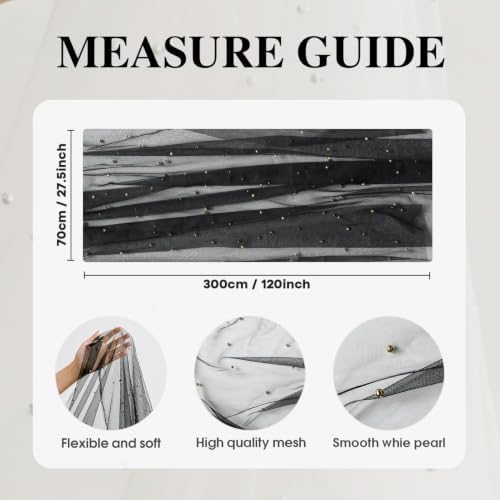 Artoid Mode 10-Pack Pearl Black Gauze Table Runner 10FT Home Decor
