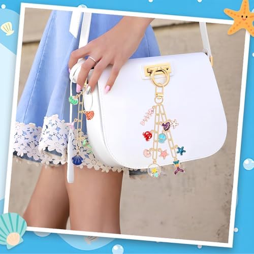 AUGSUN 189Pcs Ocean Keychain Making Kit Summer Beach DIY Keychain Craft