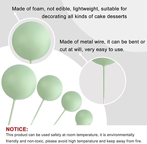 ASTARON 20 Pcs Light Green Balls Cake Topper Decorations for Birthday Cake