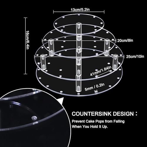 YestBuy Cake Pop Display Stand, 36 Hole Cake Pop Holder, Lollipop Holder for Weddings, Birthday Parties, Anniversaries Gift, Halloween, Christmas Candy Decorative (Clear)