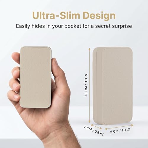 sunking White Italian Leather Rotating Ring Box, Slim Engagement Ring Box with LED Light, Proposal Ring Box for Wedding Engagement