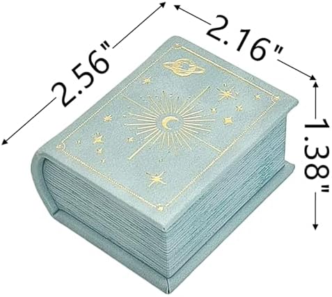 Book Shaped Ring Box - Vintage Engagement Ring Box with Hinged Lid for Proposal Engagement Wedding, Proposal Ring Case -PRB017-Blue
