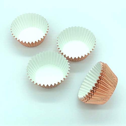 Sweet Rose Gold Foil Cupcake Liners Standard Baking Cups for Wedding, Party and More, 120-Count