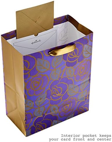 Hallmark 13" Large Gift Bag with Tissue Paper (Flowers, Gold Accents)