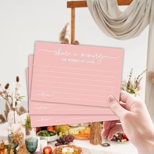 50 Pcs Share A Memory Of Love Cards - 4"x 6"Double Sided Fill- Memory Cards For Wedding, Graduation, Anniversary, Birthday, Retirement Party - Celebration Of Life Keepsake Cards（Minimalism Pink）- A01