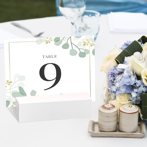 Blosssound 12 Pcs Wood Place Card Holder, White, 3 x 1.6 x 0.8 Inches