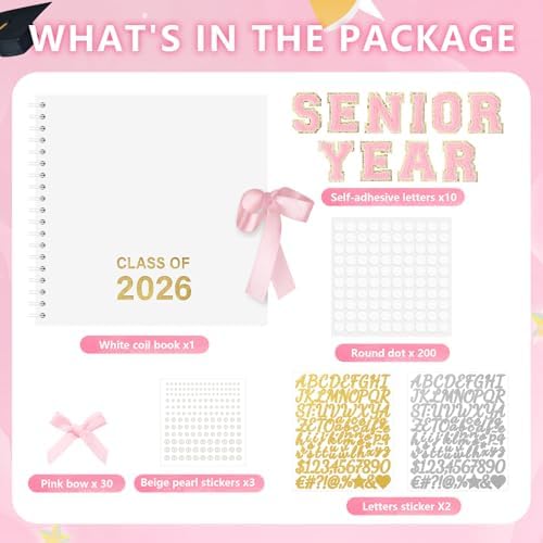 Tenceur Senior 2026 Graduation Scrapbook Kit 10 x 10 Inch Class of 2026 DIY Memory Photo Book with Letter Stickers Graduation Gift for Senior 2026 Students