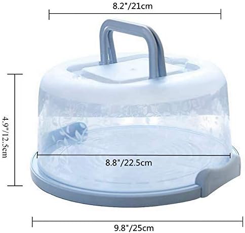 Plastic Small Cake Carrier Holder Round Container with Handle Suitable for 6~8 inch Diameter and 4 inch Height Small Cake (Blue)
