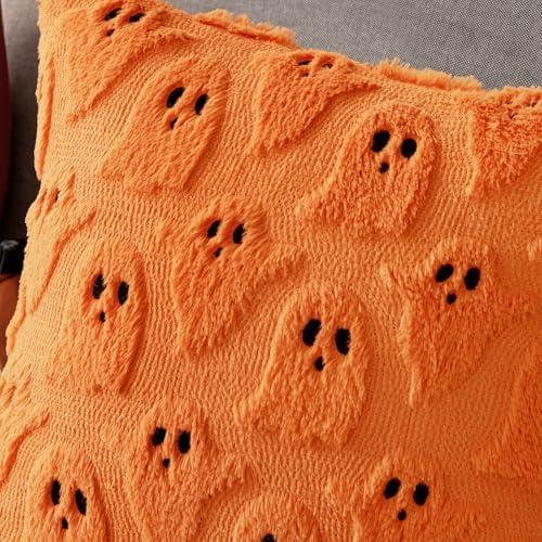 MIULEE Orange Halloween Pillow Covers Cute Ghost Fall Decor 16x16