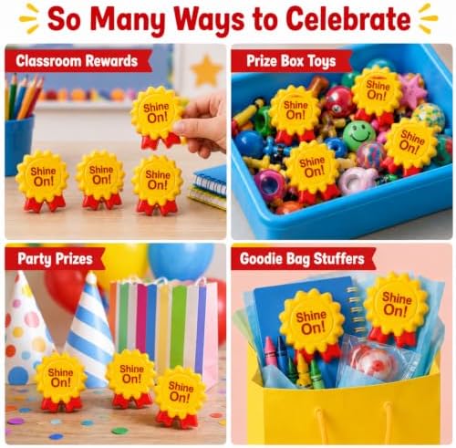 12 Pack Shine On Squishy Toys Bulk for Kids, Classroom Prize Toys, Treasure Box Rewards, Goodie Bag Stuffers, Carnival Game Prizes & Party Favors (Ribbon)