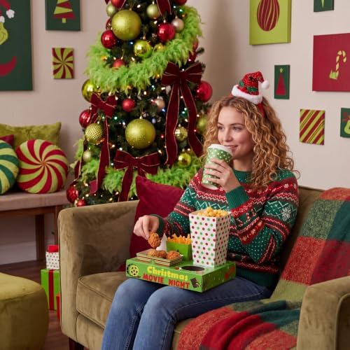 Bokon 172 Pcs/ 24 Sets of Christmas Movie Night Snack Trays Red and Green
