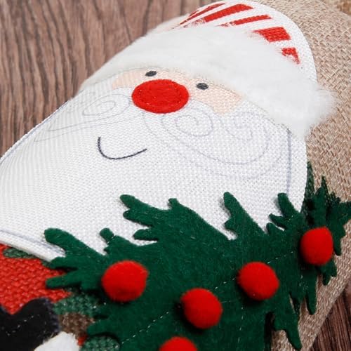 TEBIEKOY Christmas Wine Bags Festive Burlap Wine Bottle Gift Bags with Drawstring Reusable Wine Bottle Covers for Xmas Christmas Holiday Packaging for Wine, Champagne, Gifts & Party Decor (2-Pack)