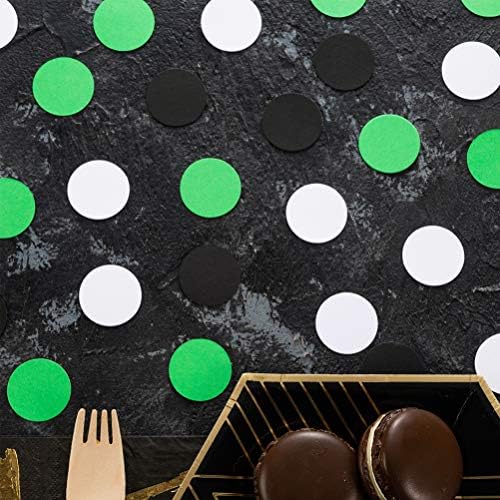 MOWO Black, Green and White Confetti Circle Table Decoration, 1.2 inch