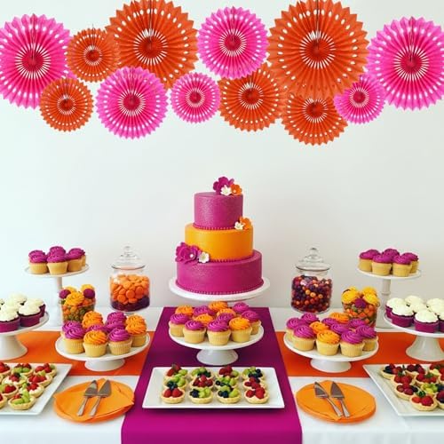 BEISHIDA Honeycomb Round Paper Fans Pink Orange Hanging Party Decoration
