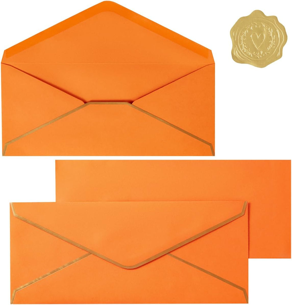 30 Pack 0 Business Envelopes with Stickers, Thick Paper, Dark Orange