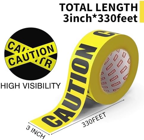 SWRT 1 Roll Premium Yellow Caution Tape, 3 Inch x 330FT Halloween Decor