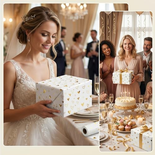 woric Wedding Wrapping Paper Roll 17 Inch x 33 Feet