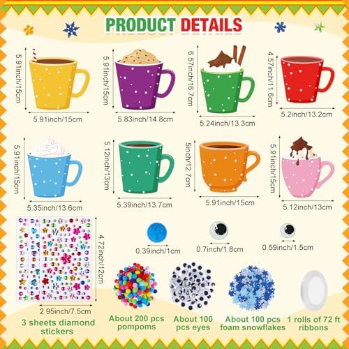 Funrous 48 Sets Christmas Crafts Kit Cocoa Paper Crafts Hanging Ornaments