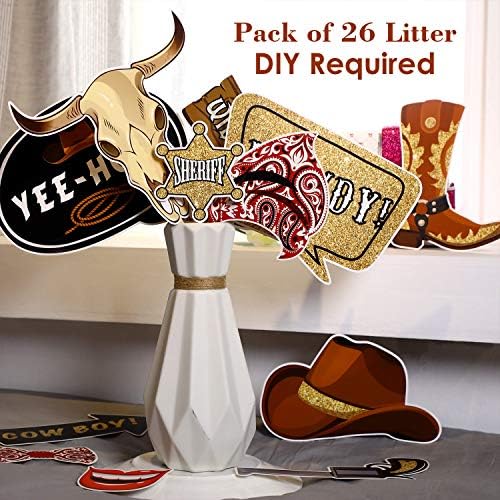 Blulu 26 Pieces Western Photo Booth Props Kit Party Decorations, Cowboy