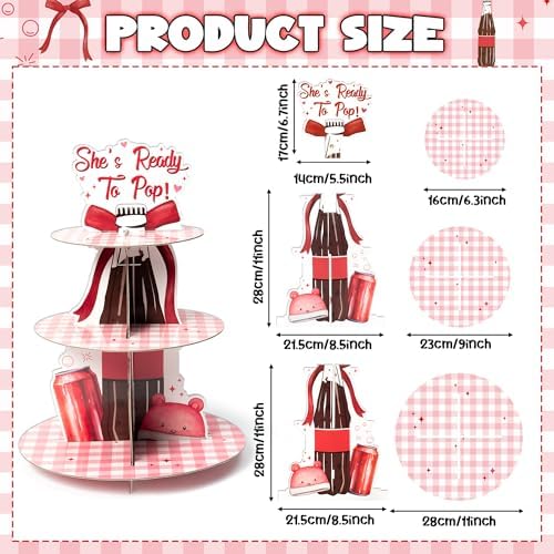 Baby Shower Cupcake Stand - 3 Tier Shes Ready to Pop Baby Shower Decorations Dessert Holder Gender Reveal Party Decorations Cardboard Cake Stand She’s Ready to Pop Party Cupcake Display