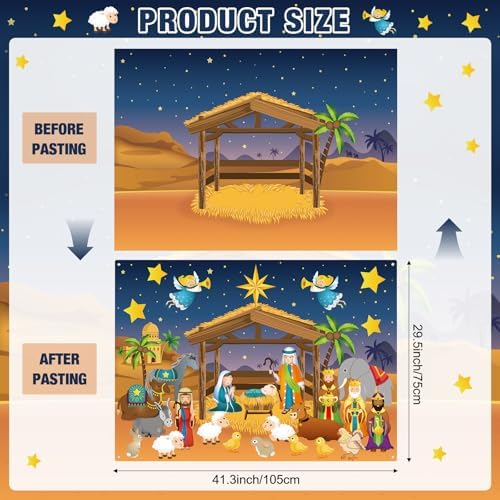MiniInflat 35 Pcs Nativity Felt Story Board 3.4FT Christmas Wall Decor Set
