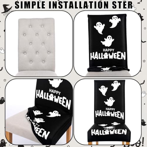 Mindsoft 6 Pcs Halloween Chair Covers Scary Dining Chair Slipcovers