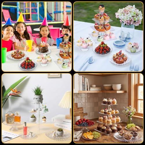 6 Pcs Acrylic Dessert Stand Set Tiered Tray Holder, Cute Style