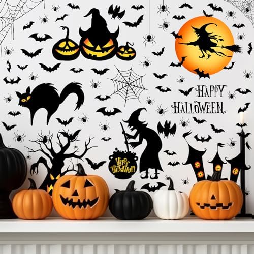 Haull 6 Sheet Watercolor Halloween Wall Stickers Halloween Wall Decals