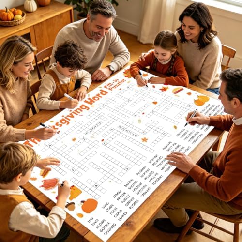 Giant Thanksgiving Word Fill-in Puzzles Game for Family Office Large Group
