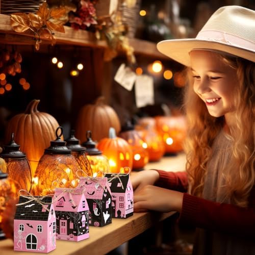Zhanmai 48 Pcs Pink Halloween Treat Boxes Candy Containers