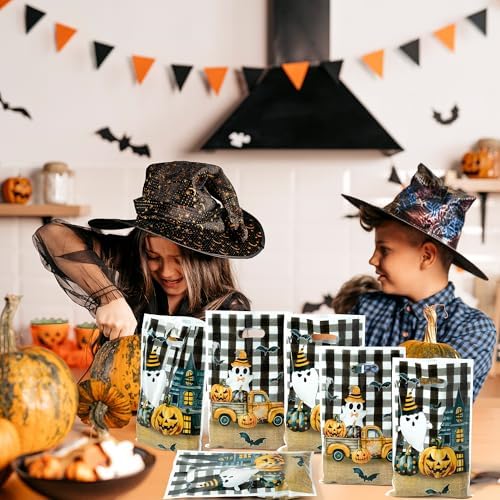 Haooryx Little Boo Pumpkin Party Favor Bags Halloween Plastic Gift Bags