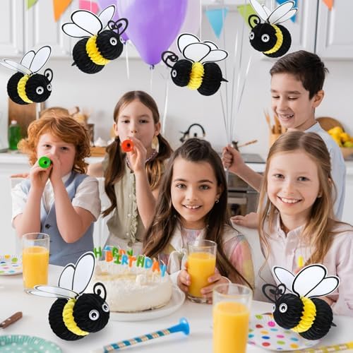 JULMELON 6 Pack Bee Party Decorations for Honeycomb Decorations