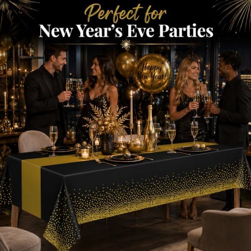 OHOME New Years Decorations 2027-3 Pack Disposable Plastic Tablecloths