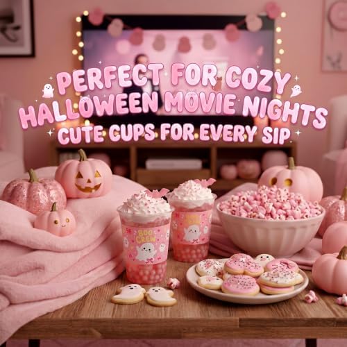 Willinglong 50 Pack Halloween Plastic Cups 12 oz for Party