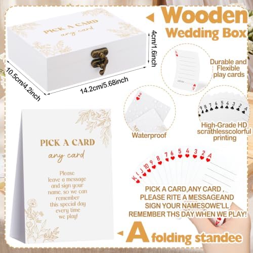 AceOrbit 57 Pack Golden Wedding Guest Book Playing Card Set with Wooden Box